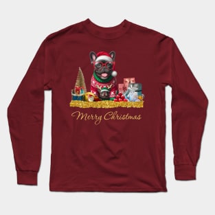 Merry Christmas French Bulldog Long Sleeve T-Shirt